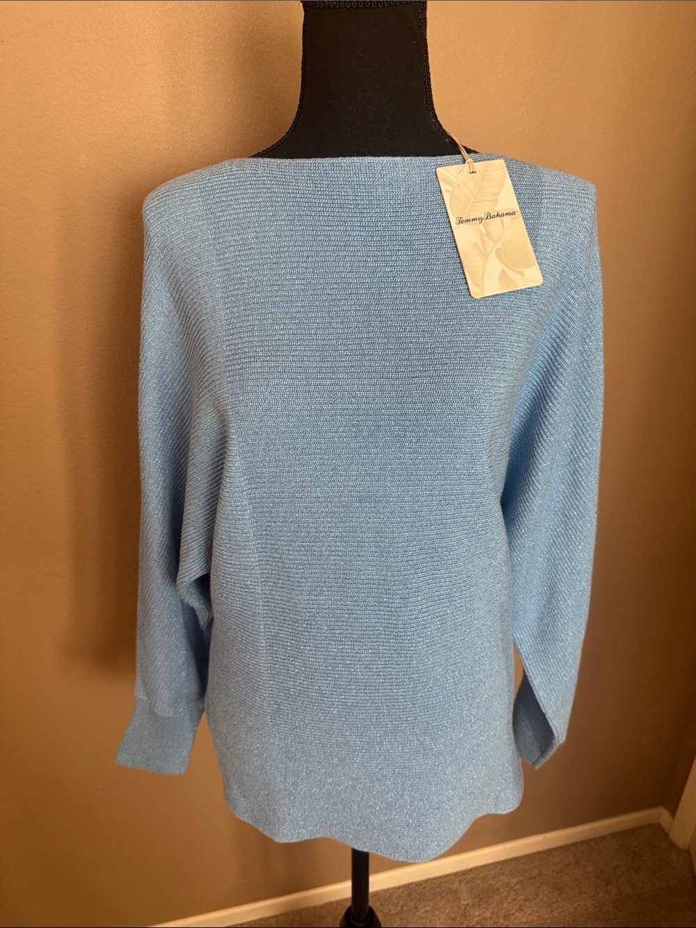 Tommy Bahama Light Blue Sparkle Bonita Knit Pullover Top